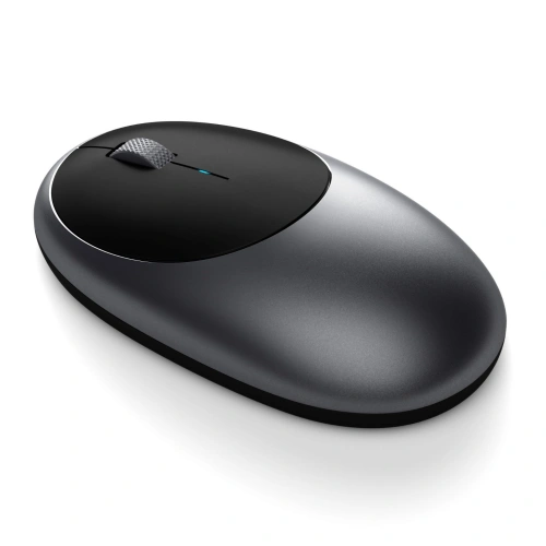 Close-up of the ergonomic shape of the Satechi M1 mouse.