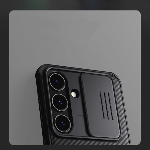 Husa Nillkin Camshield Pro în culoare neagră, perfect adaptată pentru Samsung Galaxy S24.