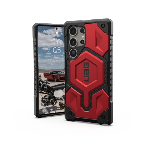 Etui UAG Monarch Pro w kolorze crimson, idealnie dopasowane do Samsung Galaxy S24 Ultra 5G.