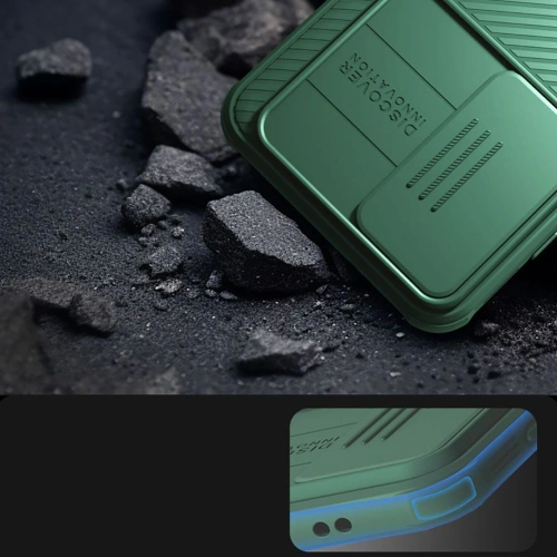 Front of the Nillkin CamShield Pro case in black, ideal protection for Samsung Galaxy A35 5G.