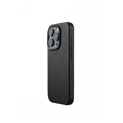 Etui Mujjo Full Leather Case w kolorze czarnym, idealnie dopasowane do Apple iPhone 15 Pro z technologią MagSafe.