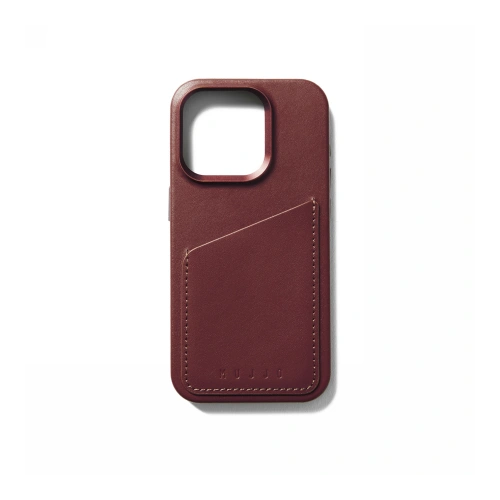 Etui Mujjo zamontowane na iPhone 15 Pro, łączące styl z funkcjonalnością.