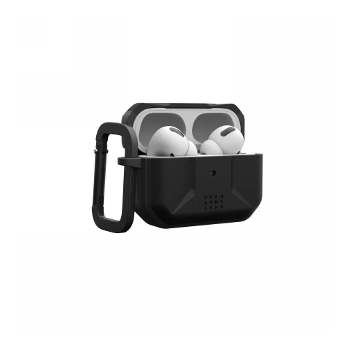 Stylowe etui UAG w czerni, idealnie dopasowane do Apple AirPods Pro (2. generacji).