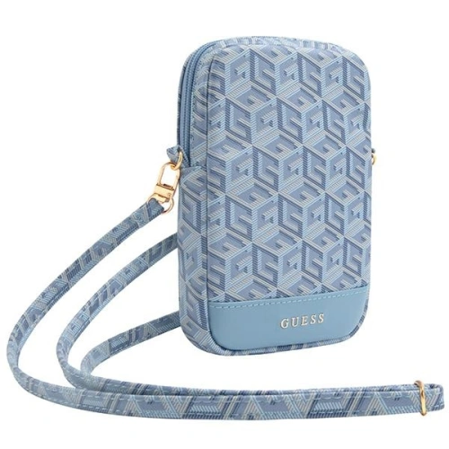 Torebka Guess GUWBZPGCSPGB w niebieskim kolorze, z charakterystycznym paskiem z linii Zip GCube Bottom Stripe.