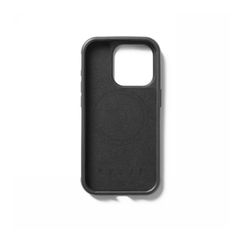 Zbliżenie na etui Mujjo Impact Case, pokazujące detale i wycięcia na porty.