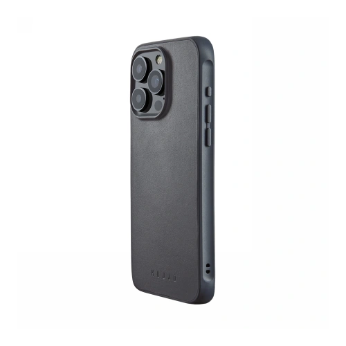 Etui Mujjo Impact Case w kolorze stalowym, idealnie dopasowane do Apple iPhone 15 Pro Max.