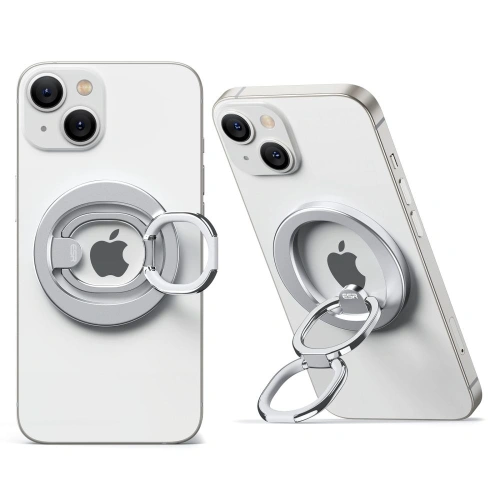 Uchwyt na palec ESR Halolock MagSafe w użyciu, zapewniający wygodny chwyt telefonu.