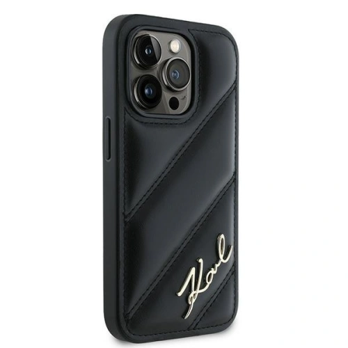 Zbliżenie na logo Karl Lagerfeld na etui w kolorze czarnym