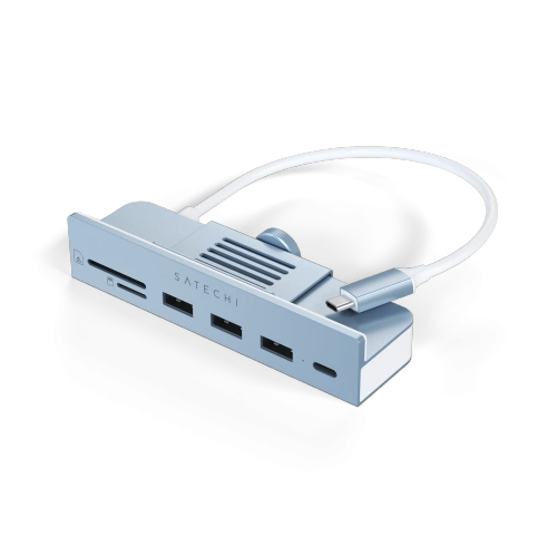 Widok z boku na adapter Satechi USB-C, idealny do Apple iMac 2021.