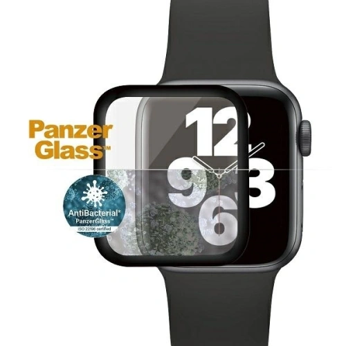Szkło hartowane PanzerGlass Curved dla Apple Watch 4/5/6/SE 40mm w kolorze czarnym, idealne dla ochrony zegarka.