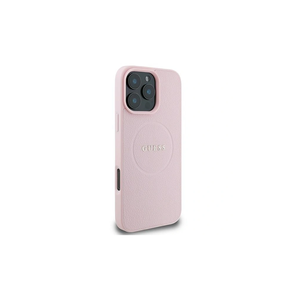 Coque arrière Guess 4G avec logo en Métal MagSafe pour iPhone 15 - Rose