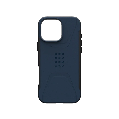 Etui UAG Urban Armor Gear Civilian w kolorze niebieskim, idealnie dopasowane do Apple iPhone 16 Pro Max z technologią MagSafe.