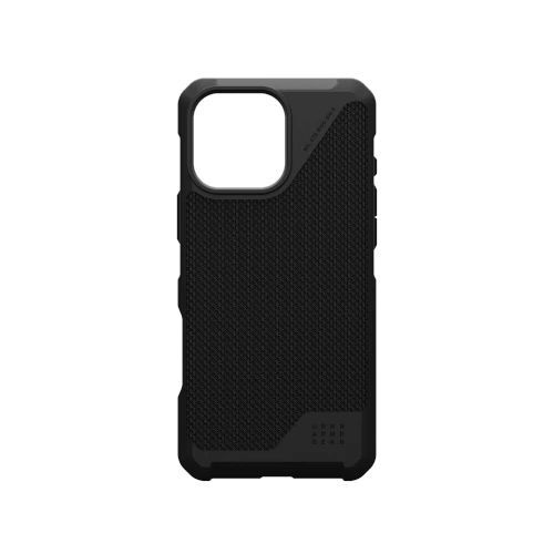 Etui UAG Metropolis LT w kolorze kevlar black, idealnie dopasowane do iPhone 16 Pro Max z systemem MagSafe.