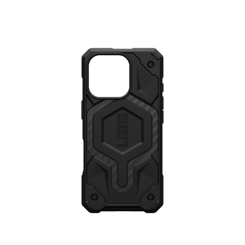 Etui UAG Monarch w kolorze czarnym, wykonane z hybrydowego materiału, idealne do iPhone 16 Pro.
