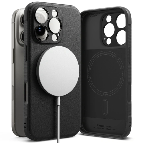 Etui Ringke Onyx Magnetic MagSafe w kolorze czarnym, wykonane z trwałego TPU, idealne do Apple iPhone 16 Pro.
