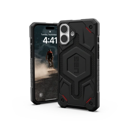 Etui UAG Monarch Pro w eleganckim czarnym kolorze, zapewniające ochronę i styl dla iPhone'a.