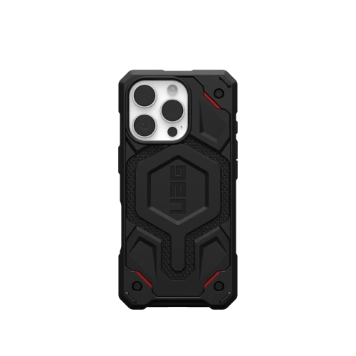 Etui UAG Monarch Pro w kolorze kevlar black, idealnie dopasowane do Apple iPhone 16 Pro.
