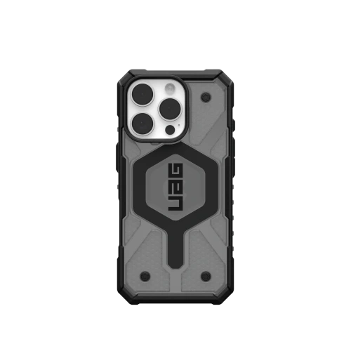Etui UAG Pathfinder Clear w kolorze ash, idealnie dopasowane do Apple iPhone 16 Pro.