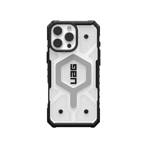 Etui UAG Pathfinder Clear w kolorze czarnym, idealne do Apple iPhone 16 Pro Max z funkcją MagSafe.