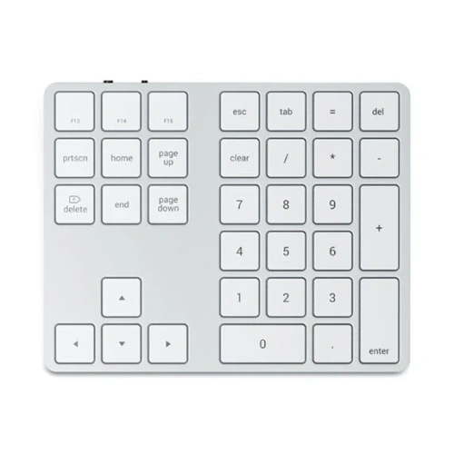 Wireless numeric keypad Satechi in silver, perfect for office work.