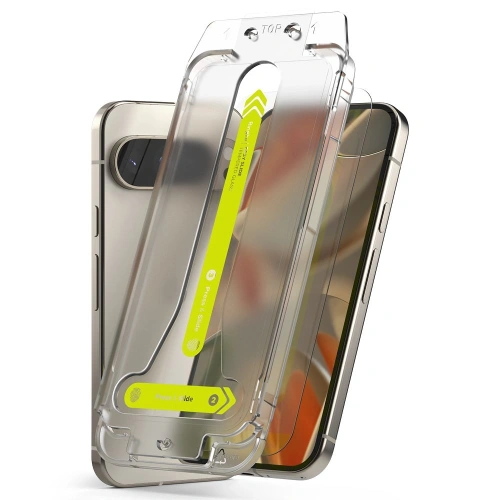 Zestaw dwóch sztuk szkła hartowanego Ringke Easy Slide na tle białym.