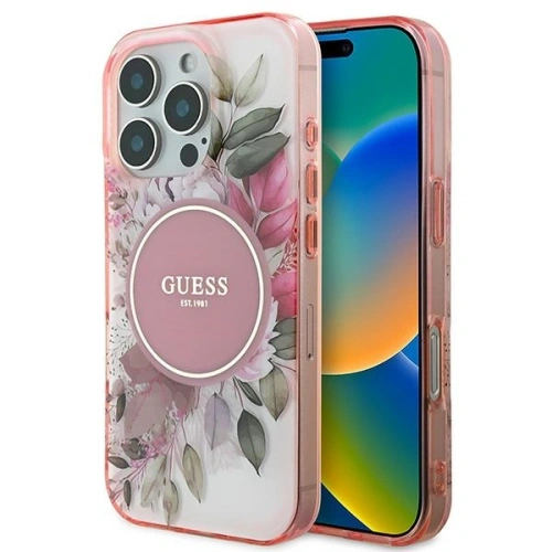 Etui Guess GUHMP16XHFWBDCEP w różowym kolorze, idealne do Apple iPhone 16 Pro Max.