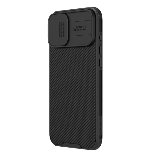 Nillkin Camshield Pro Magnetic case in black, perfectly fitted for Apple iPhone 16 Plus.