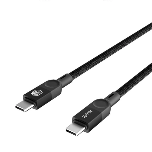 Cablul Nillkin Data Cable MagCharge USB-C PD 100W în culoarea neagră, de aproape, arătând calitatea înaltă a execuției.