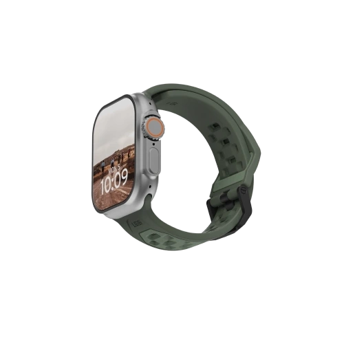 Pasek UAG Urban Armor Gear w zielonym kolorze, idealny do Apple Watch 4/5/6/7/8/9/SE/Ultra.