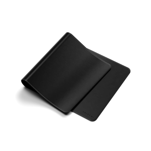 Close-up of the texture of the black Satechi Premium Desk Mat.