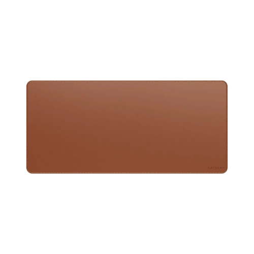 Vegan leather Satechi desk mat in brown color, perfect for a modern office.