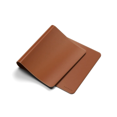 Close-up of the Satechi Premium Desk Mat, showcasing the high quality of vegan leather.
