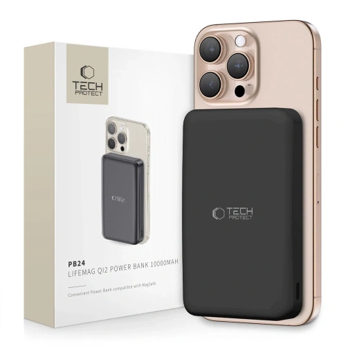 Baterie externă Tech-Protect PB24 LifeMag Qi2 10000 mAh, neagră