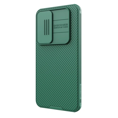 Nillkin Camshield Pro case in green, perfect for Samsung Galaxy S24 FE.