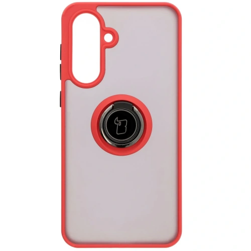 Hybrydowe etui Bizon Case z czerwoną ramką, oferujące stylowy wygląd i ochronę dla telefonu.