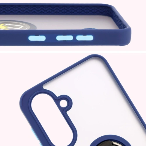 Etui na telefon Samsung Galaxy A56 5G w przydymionym kolorze z granatową ramką