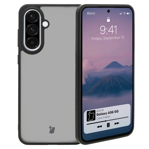 Etui Bizon Case Angelo do Samsung Galaxy A56 5G w przydymionym kolorze z czarną ramką