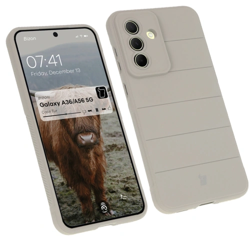 Etui Bizon Case Tur dla Samsung Galaxy A36 5G w jasnoszarym kolorze, idealne do codziennego użytku.