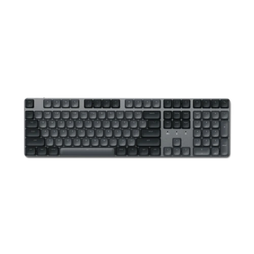 Wireless mechanical keyboard Satechi SM3 in charcoal color with LED backlighting.