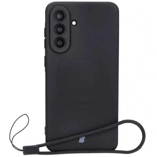 Silikonowe etui z pierścieniem magnetycznym Bizon Case Silicone Magnetic Sq do Samsung Galaxy A56 5G czarne - zdjęcie 2