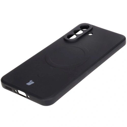 Silikonowe etui z pierścieniem magnetycznym Bizon Case Silicone Magnetic Sq do Samsung Galaxy A56 5G czarne - zdjęcie 4