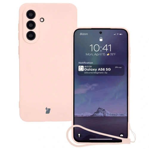 Silikonowe etui Bizon Case w jasnoróżowym kolorze, idealne do Samsung Galaxy A56 5G.