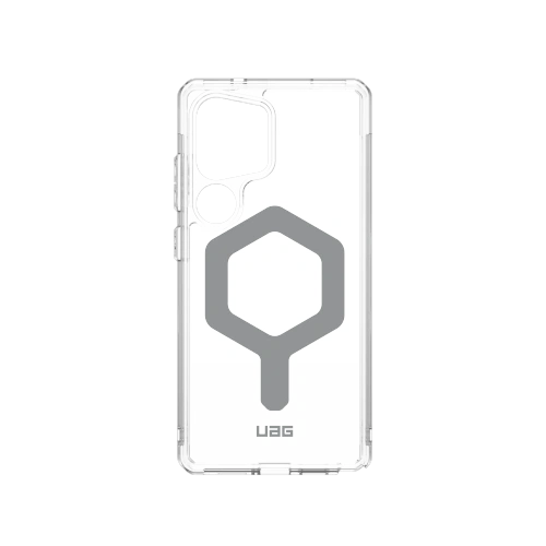 Etui UAG Urban Armor Gear Plyo Pro w kolorze srebrnym, z widocznym modułem magnetycznym.
