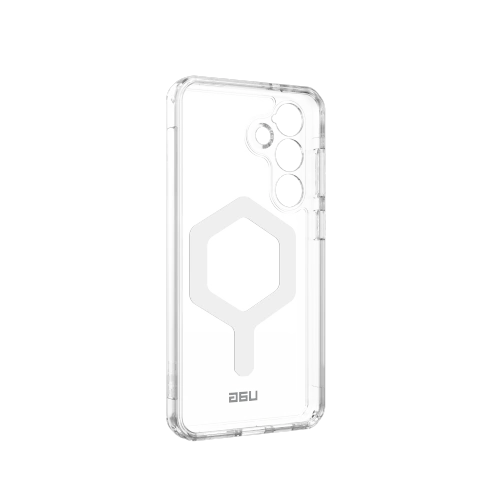 Etui UAG na telefonie Samsung Galaxy S25+, podkreślające jego elegancki design i funkcjonalność MagSafe.