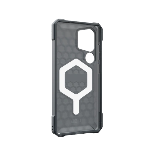 Zbliżenie na hybrydowy materiał etui UAG, ukazujące jego trwałość i elegancki design.