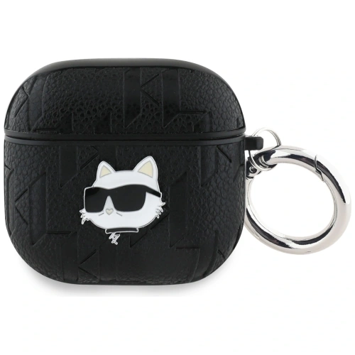 Etui Karl Lagerfeld Monogram Choupette Head w kolorze czarnym, idealne do Apple AirPods 4.