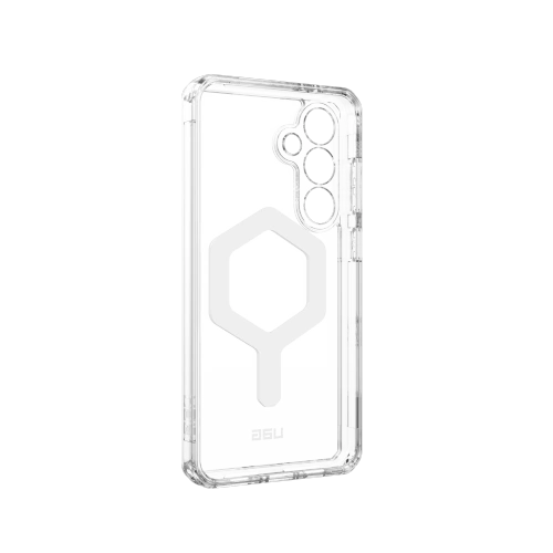 UAG Urban Armor Gear Hülle montiert auf Samsung Galaxy S24 FE, sichtbar mit MagSafe-Modul.