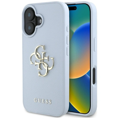 Etui Guess Grained Big 4G Logo w kolorze niebieskim, idealne do Apple iPhone 16.