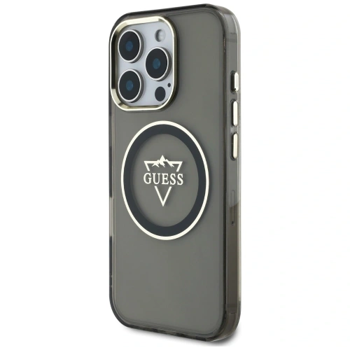 Hybrydowe etui Guess z półprzezroczystymi elementami, prezentujące nowoczesny design