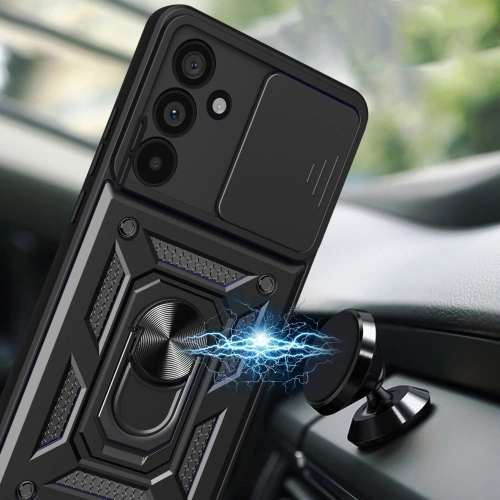 Etui Tech-Protect w czerni, stylowo prezentujące się na Samsung Galaxy A56 5G.